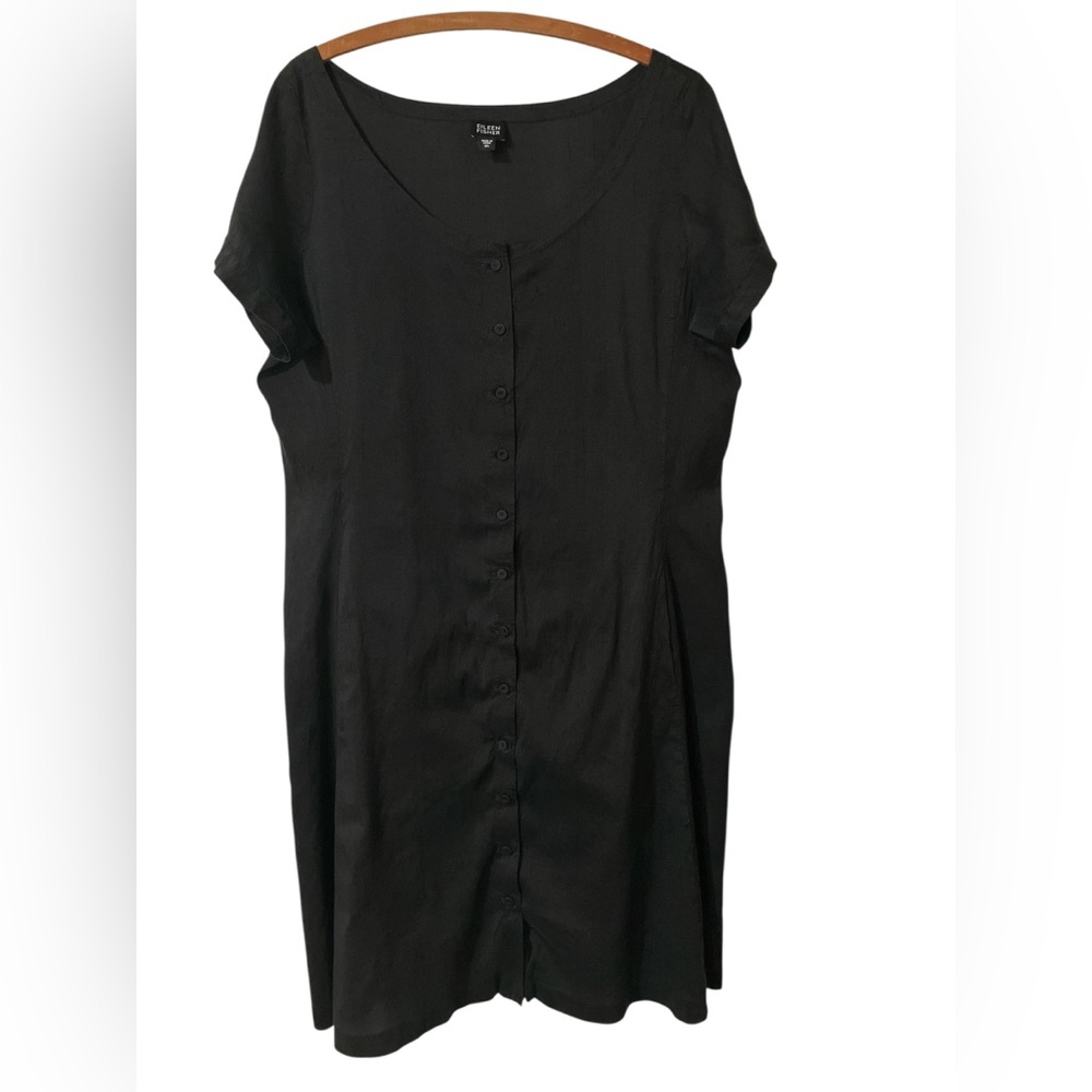 Eileen Fisher Black Button-Down Dress